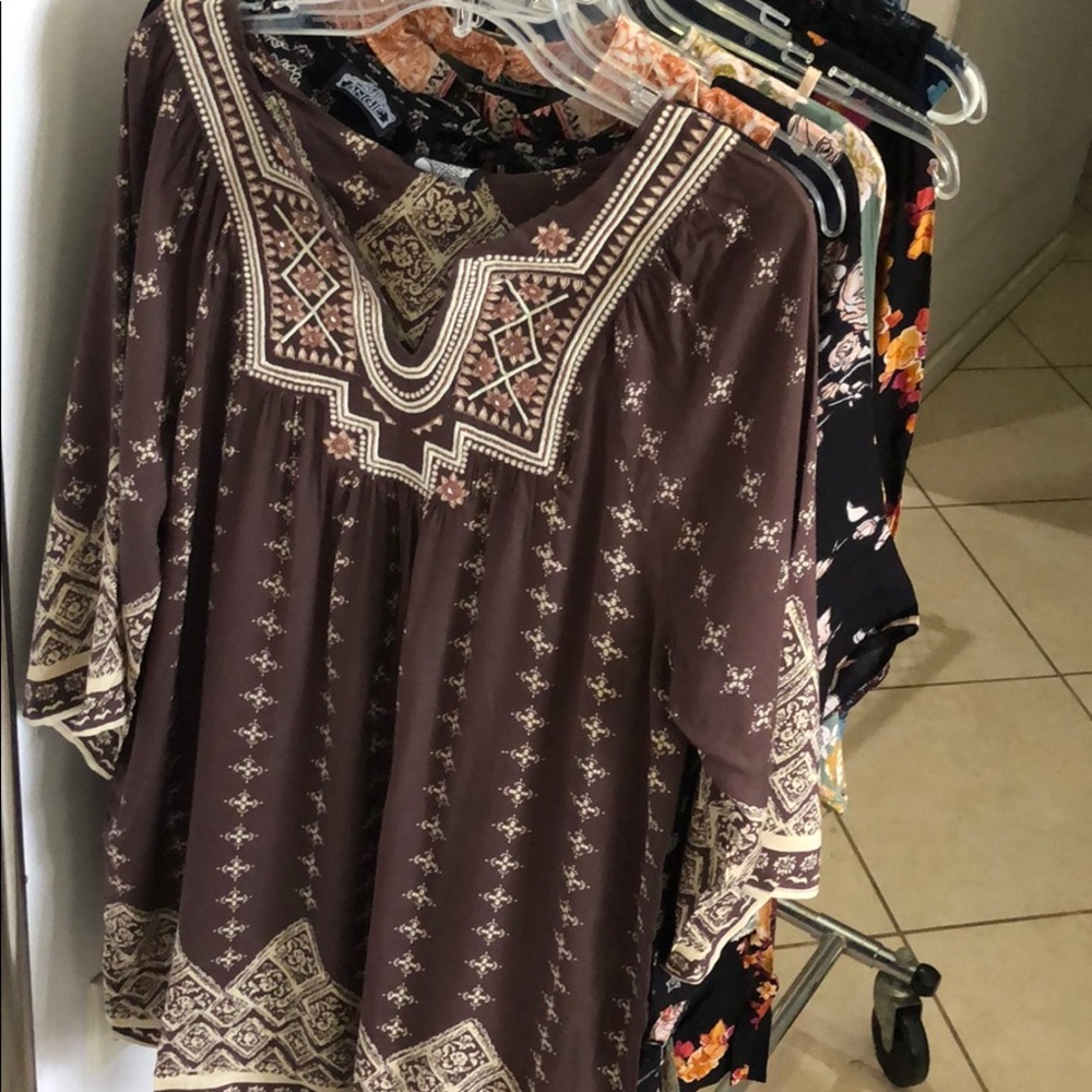 BOHO STYLE BROWN & CREAM DRESS - Picture 2 of 8